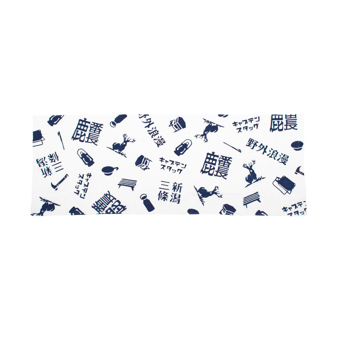 Shika-Bancho × Echigo Kamegonya Chusen-Dyed Tenugui (White Background / Navy) (UM-1605) - Captain Stag