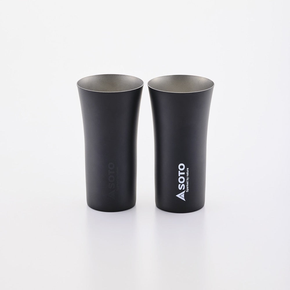 Stainless Steel Beer Tan Blur Black 400ml 2 pcs Gift Set - SOTO