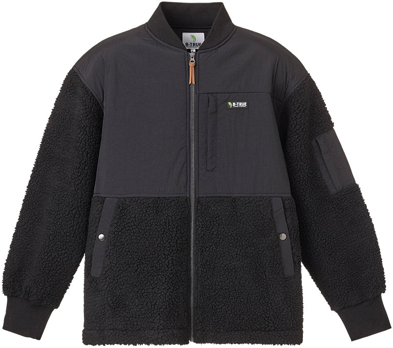 B-TRUE Sheep Boa Fleece Jacket - EVERGREEN