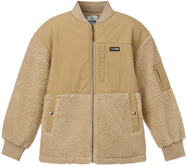 B-TRUE Sheep Boa Fleece Jacket - EVERGREEN