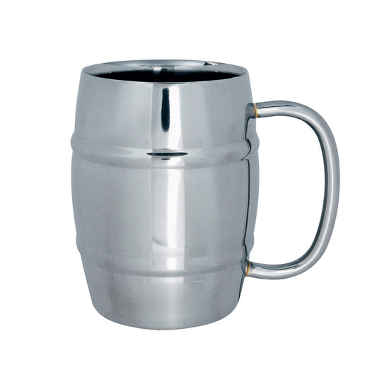 Stainless steel barrel-shaped double mug 400ml - Belmont