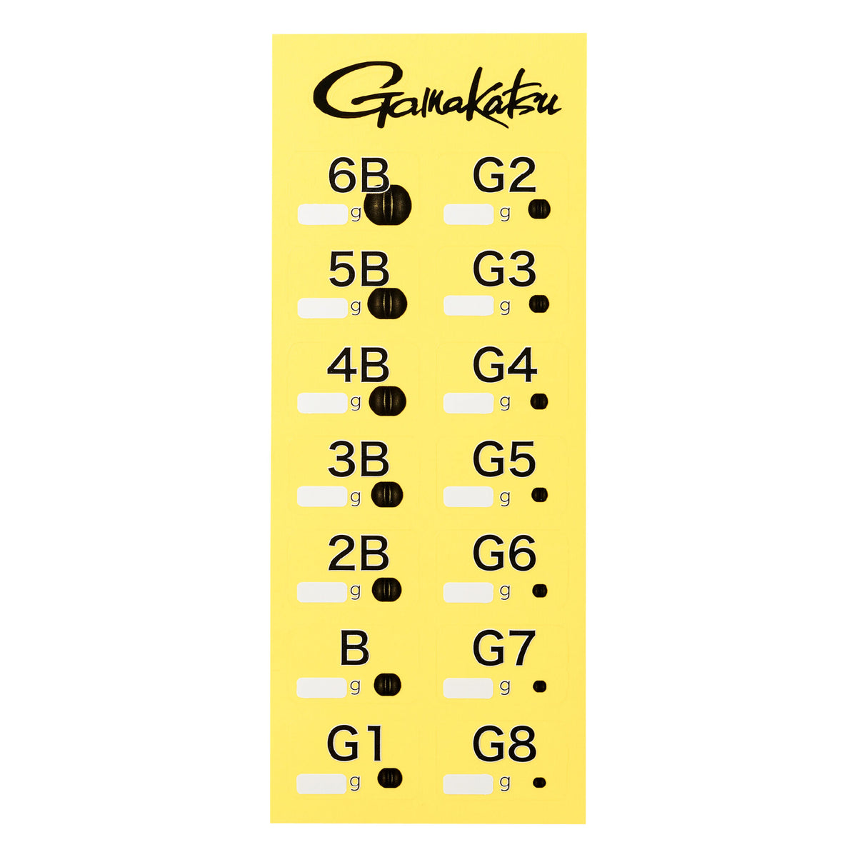 Split Shot Size Labels GM1302 - Gamakatsu