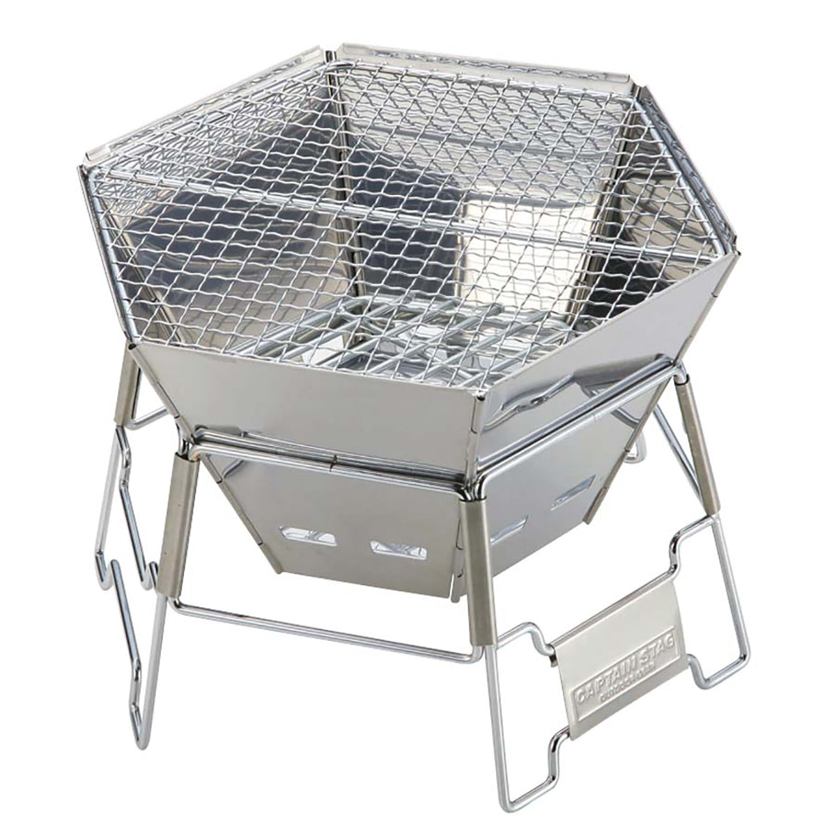 Hexagonal Stainless Steel Fire Grill (M) (M-6498) - Captain Stag