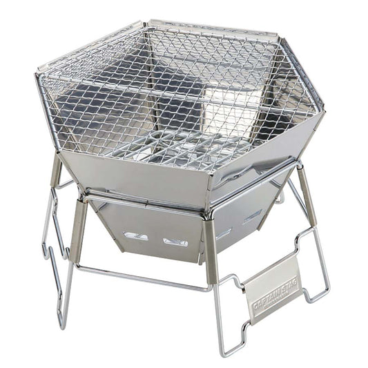 Hexagonal Stainless Steel Fire Grill (M) (M-6498) - Captain Stag