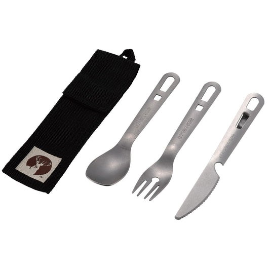 Captain Stag Stainless Steel Cutlery 3 -Pole Set Case Included (UH-3037) - Captain Stag