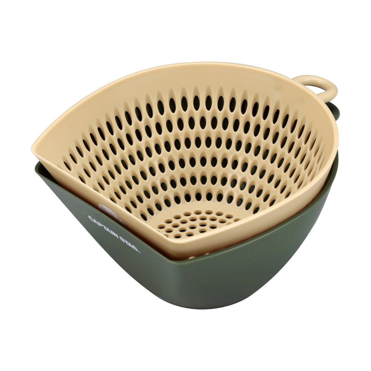 Scoopable Bowl and Colander Set (Olive × Beige) (UH-4711) - Captain Stag