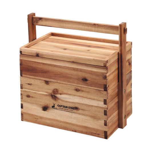 CS Classics Wooden Okamochi Carrier 2 -Tier (Lid Included) (UP-2004) - Captain Stag