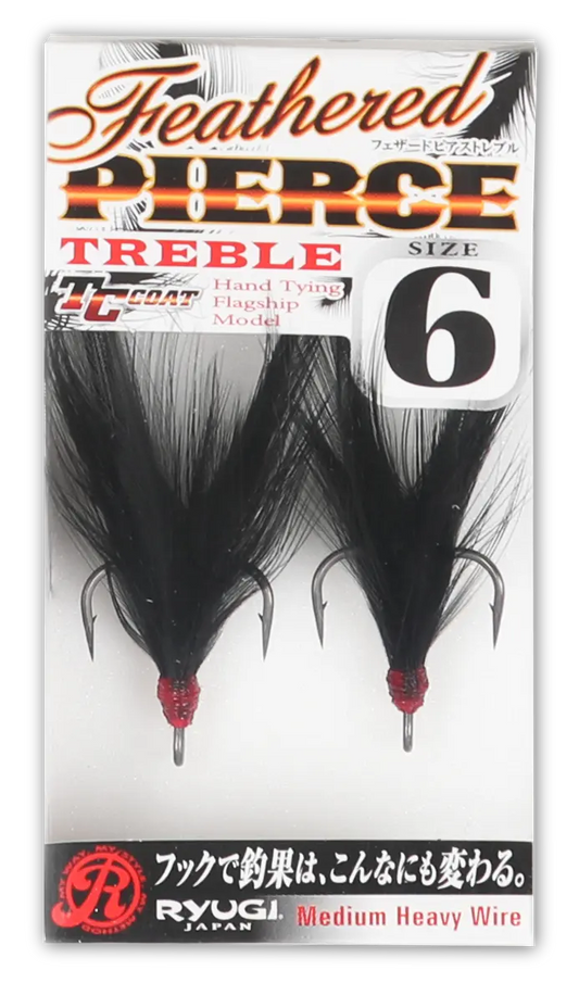 Feathered PIERCE TREBLE Black (HFP047) - RYUGI